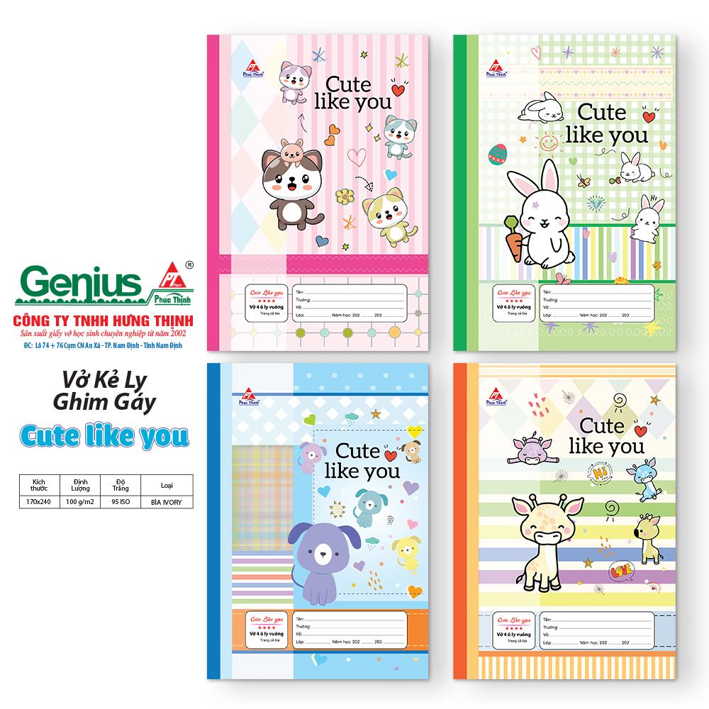 Vở ô ly ghim gáy -CUTE LIKE YOU