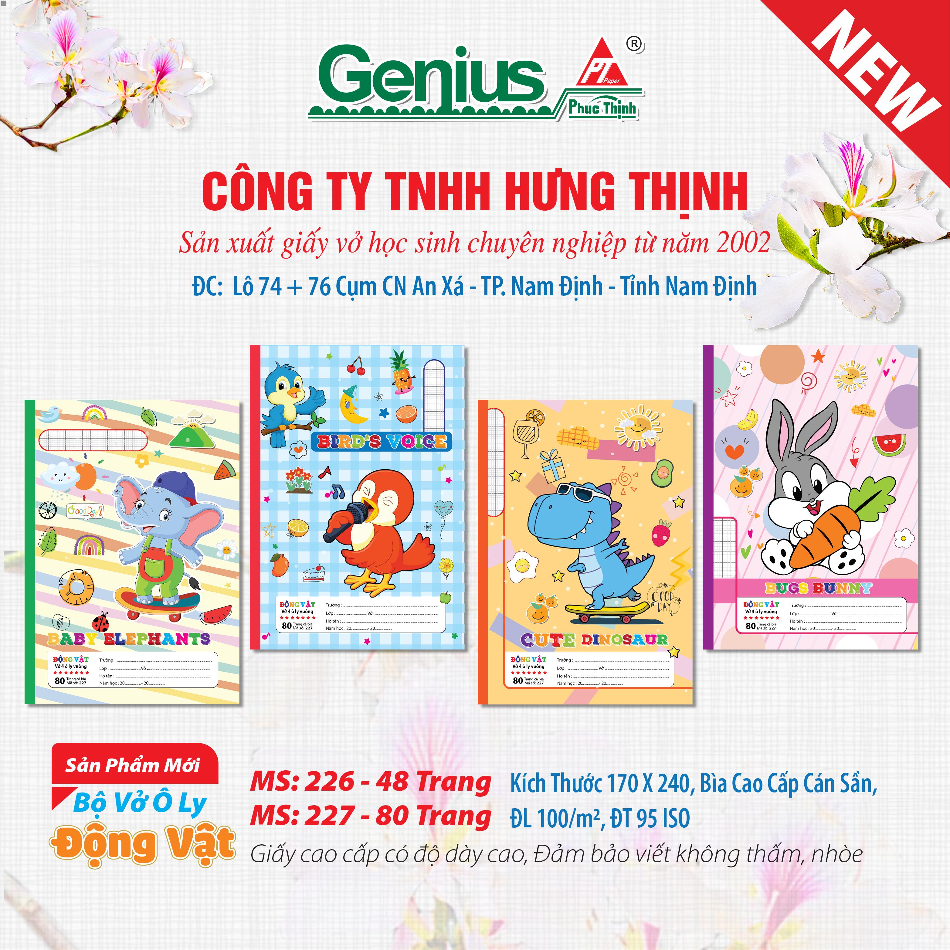 Vở ô ly ghim gáy -ĐỘNG VẬT